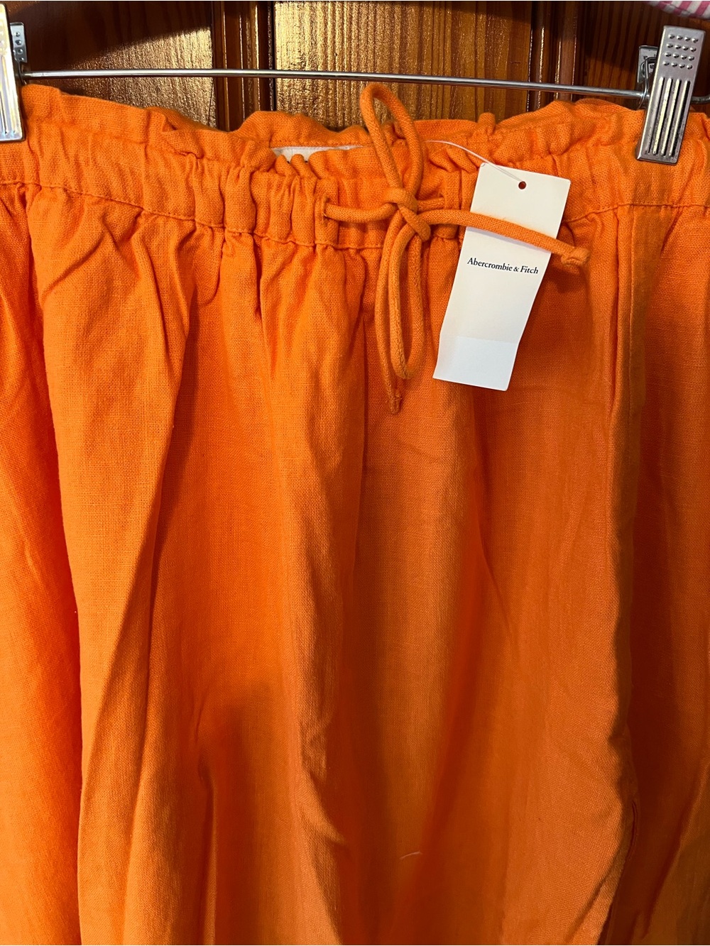 Abercrombie & Fitch Bright Orange Drawstring Maxi Skirt - Picture 6 of 8
